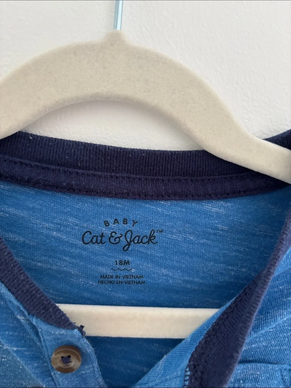 Cat & Jack Blue and Navy Short-Sleeve Henley One-Piece